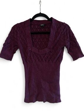 Vintage XOXO Purple Diamond Knit Scoop Neck Sweater Top Size S